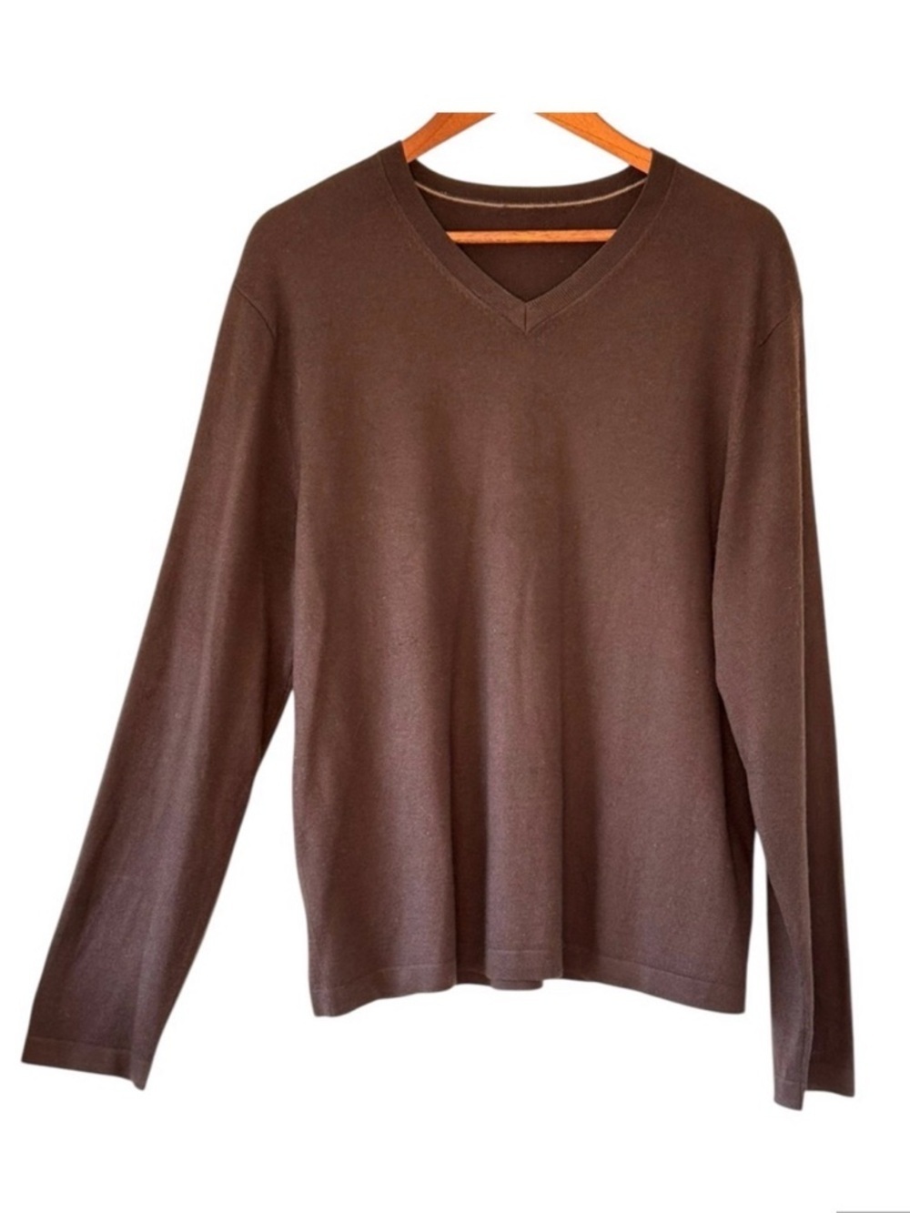 Banana Republic Silk Cashmere Luxury Blend Men's V Neck Sweater Classic Brown XL